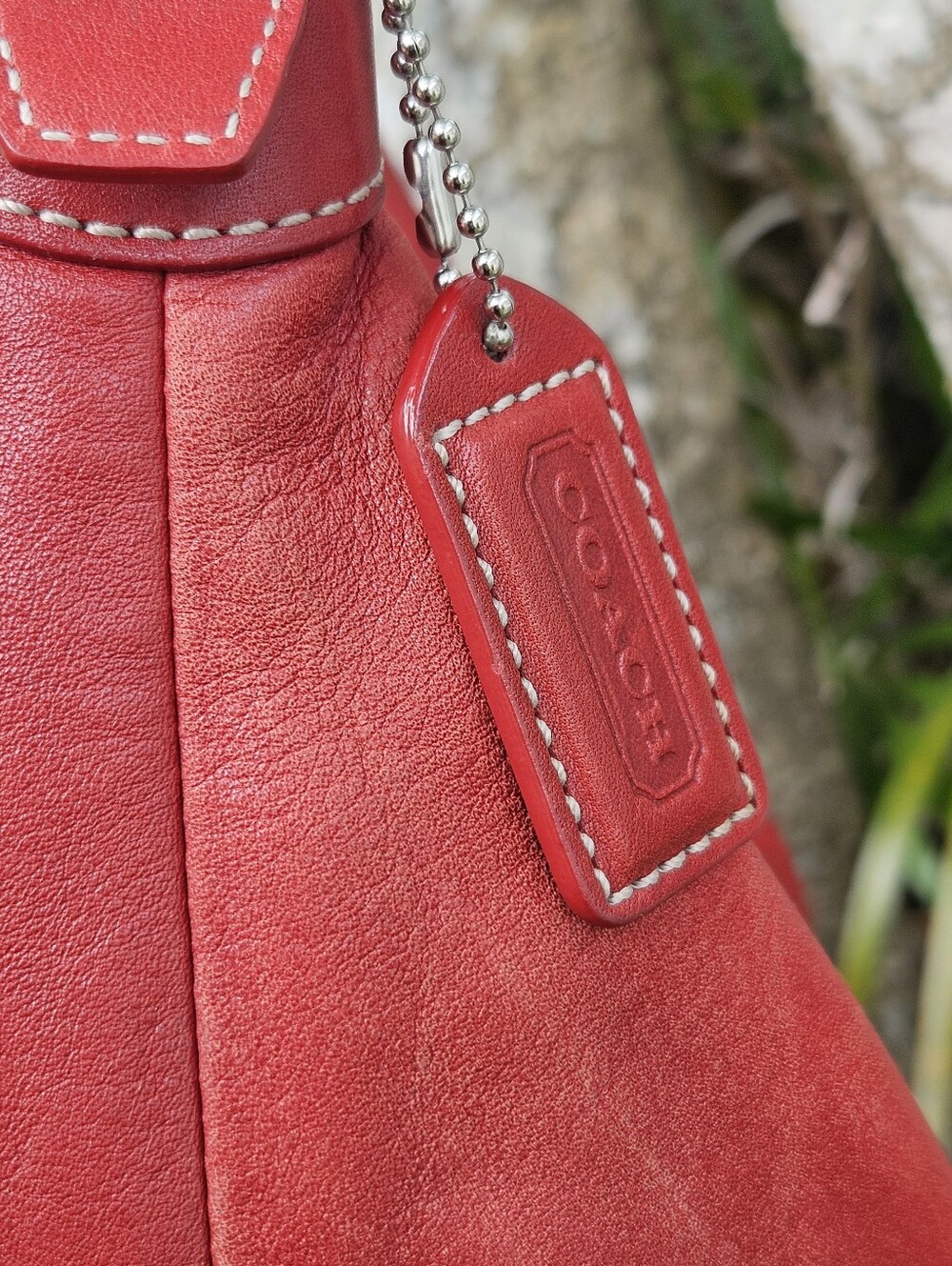 COACH RED LEATHER Crossbody Handbag, Vintage Red Coach Purse - Picture 2 of 7